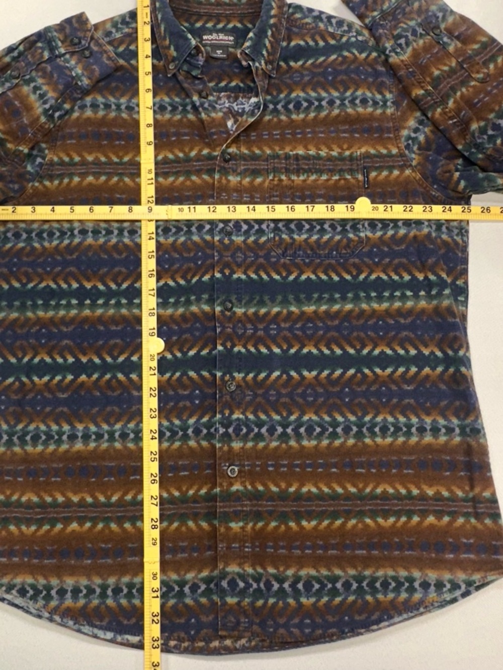 VTG Woolrich Men's XL Southwestern Aztec Flannel Shirt Geometric Earth Tones - Picture 7 of 7